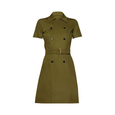 Pre-owned Burberry Double Breasted Belted Dress 'kelp' | Green | Women's Size 6