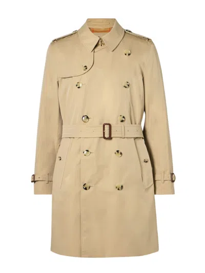 Burberry Double Breasted Belted Trench Coat In Multi