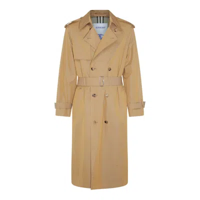 Burberry Double Breasted Belted Trench Coat In Brown