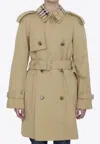 Burberry Cotton Double-breasted Short Trench Coat In Beige