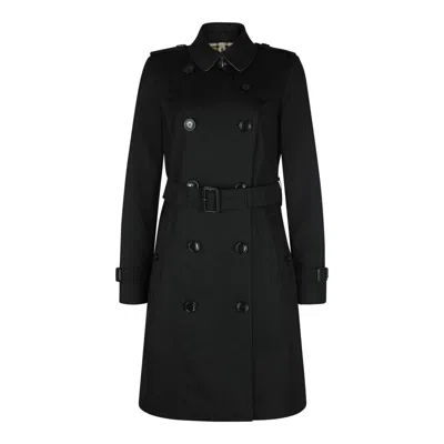 Burberry Double Breasted Belted Trench Coat In Blue