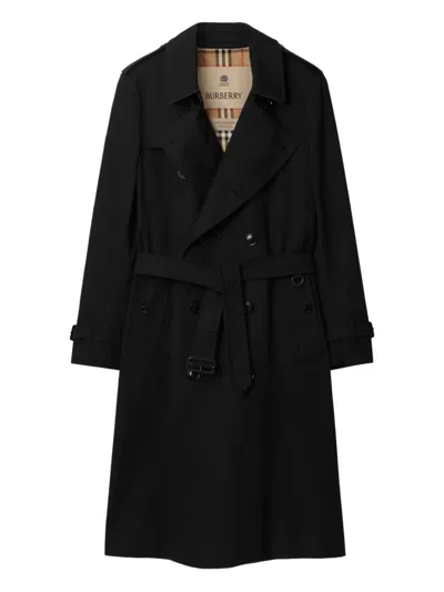 Burberry Double-breasted Belted Trench Coat In Black