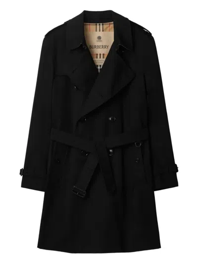 Burberry Double-breasted Belted Trench Coat In Black