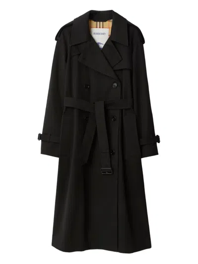 Burberry Chelsea Heritage Long Trench Coat In Black