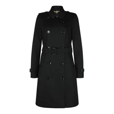 Burberry Double Breasted Belted Trench Coat In Black