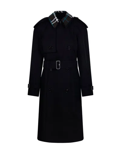 Burberry Detachable-collar Trench Coat In Black