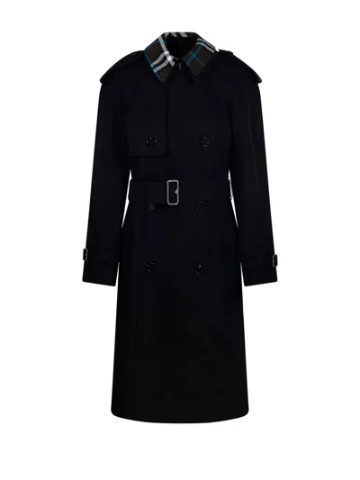 Burberry Detachable-collar Trench Coat In Black