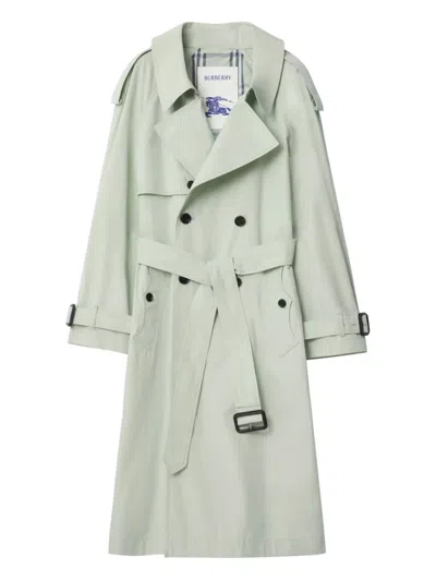 Burberry Double-breasted Belted Trench Coat In Green