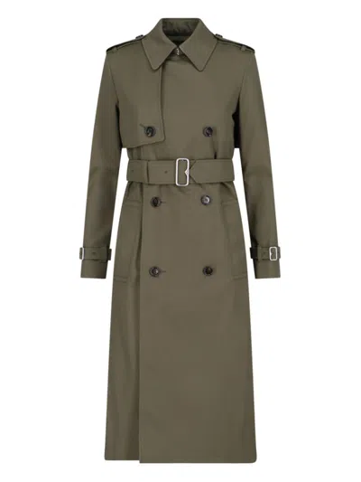 Burberry Double Breasted Belted Trench Coat In Green