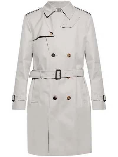 Burberry Double-breasted Belted Trench Coat In White
