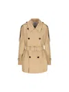 Burberry Short Trench Coat With Double-breasted Closure In Neutrals