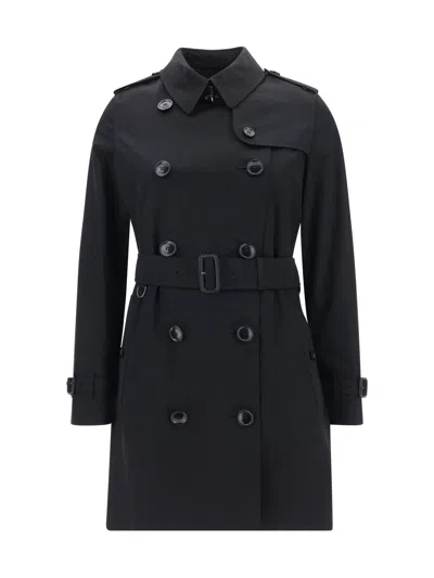 Burberry Double Breasted Belted-waist Coat In Black