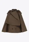 Burberry Double-breasted Buttoned Cape Coat In Brown