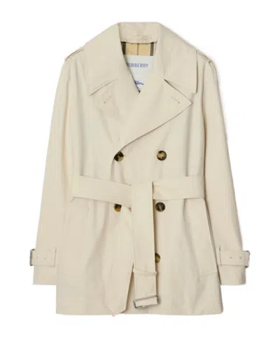 BURBERRY BURBERRY DOUBLE BREASTED BELTED SHORT TRENCH COAT