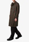 Burberry Vintage Effect Checked Trench Coat With Belt In Brown