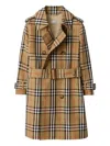 Burberry Check Cotton Twill Trench Coat In Brown
