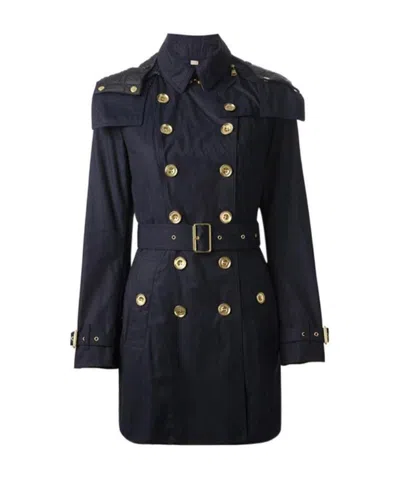 Burberry Double Breasted Coat In Black