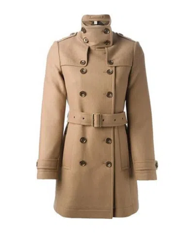 Burberry Double-breasted Coat In Brown