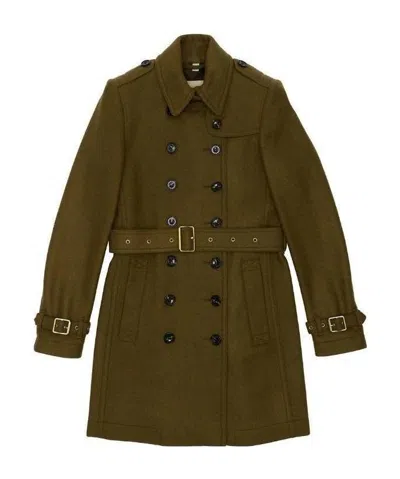 Burberry Double-breasted Coat In Brown