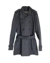 Burberry Double-breasted Coat In Grey Cotton In Grey