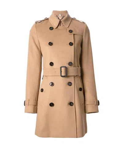 Burberry Double Breasted Coat In Nude | ModeSens