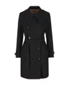 Burberry Double-breasted Cotton Coat In Black