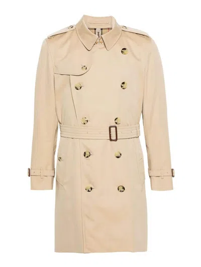 Burberry Cotton Gabardine Trench Coat In Nude
