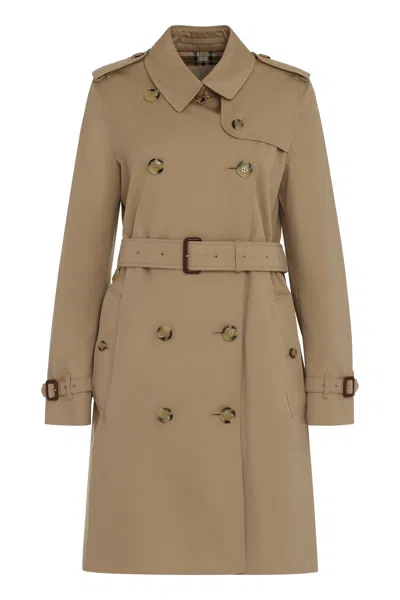 Burberry Double-breasted Cotton Trench Jacket For Women In Tan