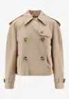 Burberry Cropped Heritage Trench Coat In Beige Gabardine Women In Neutral