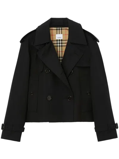 Burberry Mayfair Cropped Trench Jacket In Gabardine In Black