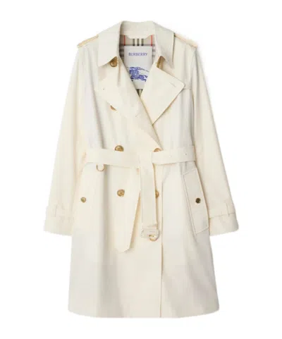 Burberry Double Breasted Gabardine Kensington Trench Coat In Multi