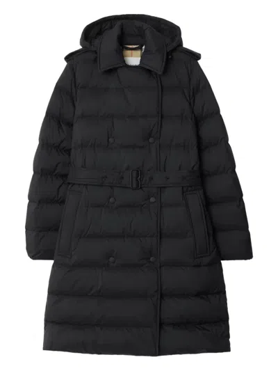 BURBERRY DOUBLE-BREASTED KENT LONG PUFFER COAT WITH BELT