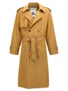 Burberry Double-breasted Long Trench Coat In Beige