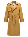 Burberry Double-breasted Long Trench Coat In Beige
