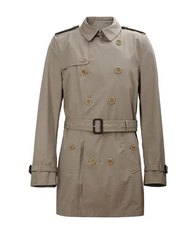 Burberry Double-breasted Long Trench Coat In Gray