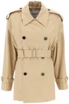 Burberry Short Trench Coat With Double-breasted Closure In Neutrals