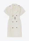 Burberry Waist Belted Short Sleeves Epaulettes Lapels