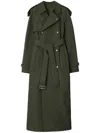 Burberry Double-breasted Quilted Trench Coat In Green