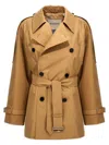 Burberry Double-breasted Short Trench Coat In Beige