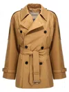 Burberry Double-breasted Short Trench Coat In Beige
