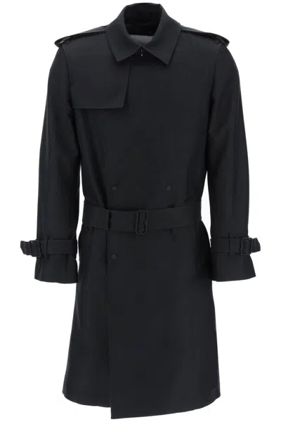 BURBERRY DOUBLE-BREASTED SILK BLEND TRENCH COAT