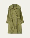 Burberry Double-breasted Suede Trench Coat In Green