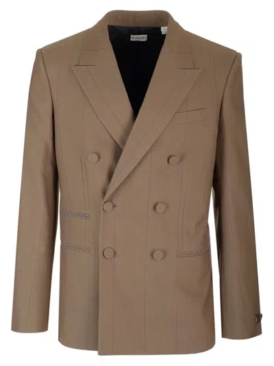 Burberry Double Breasted Tailored Blazer In Brown