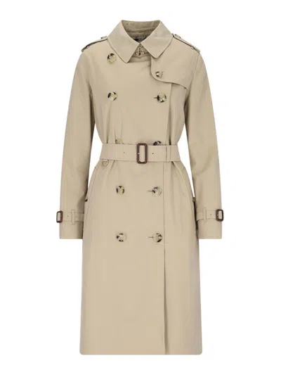 Burberry Double-breasted Trench In Beige