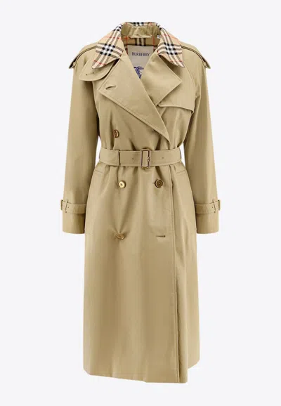Burberry Double-breasted Trench Coat In Nude