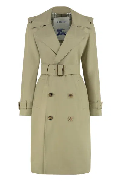 Burberry Double-breasted Trench Coat In Green