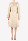 Burberry Double-breasted Trench Coat In Beige