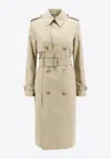 Burberry Woman Trench Woman Beige Trench Coats In Beige