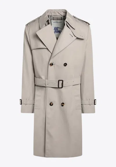 Burberry Double-breasted Trench Coat In Beige