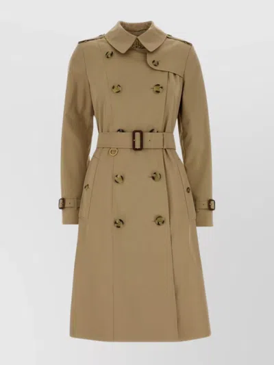 BURBERRY DOUBLE-BREASTED TRENCH COAT BELTED WAIST